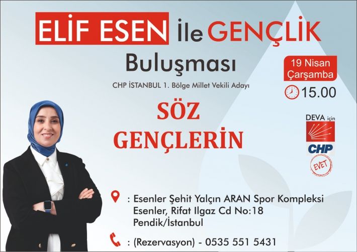 DEVA Partisi Adayı Elif Esen Pendik’te Gençlerle Buluşacak
