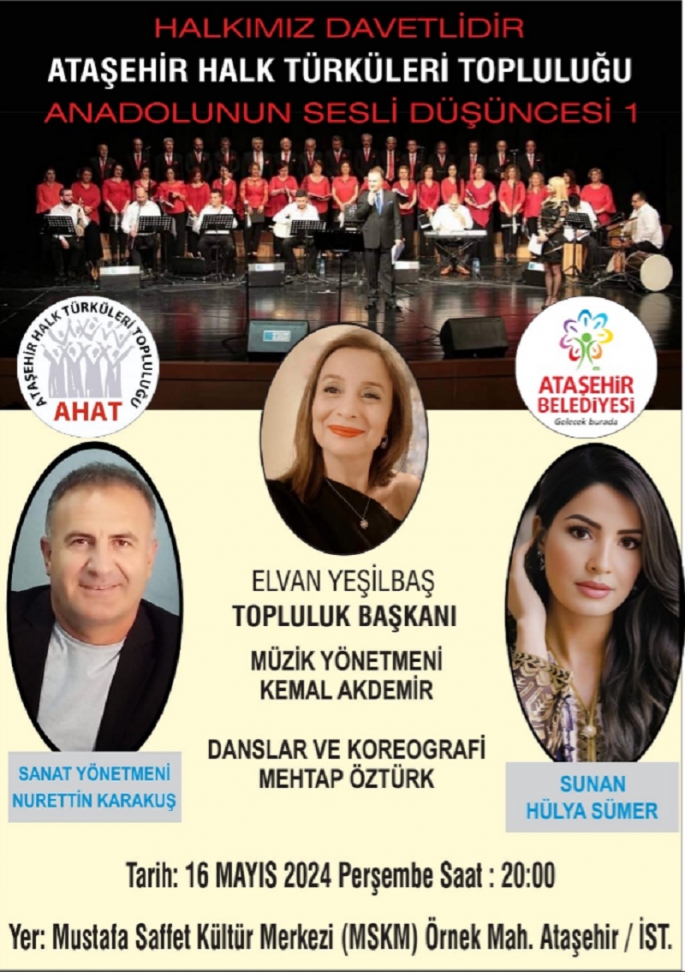 Ataşehir Halk Türküleri Topluluğu 16 Mayıs’ta Konser Veriyor