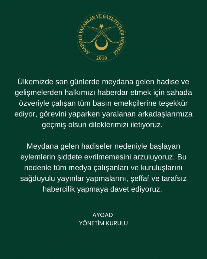 AYGAD’tan Basın Mensuplarına Destek ve Sağduyu Çağrısı