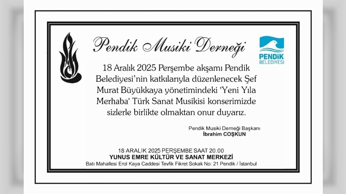 Pendik Musiki Derneği’nden “Yeni Yıla Merhaba” TSM Konseri