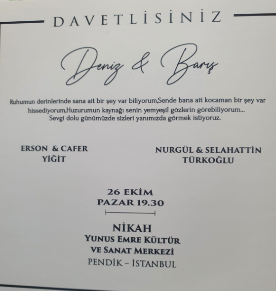 Deniz ile Barış Çiftini Tebrik Ediyoruz
