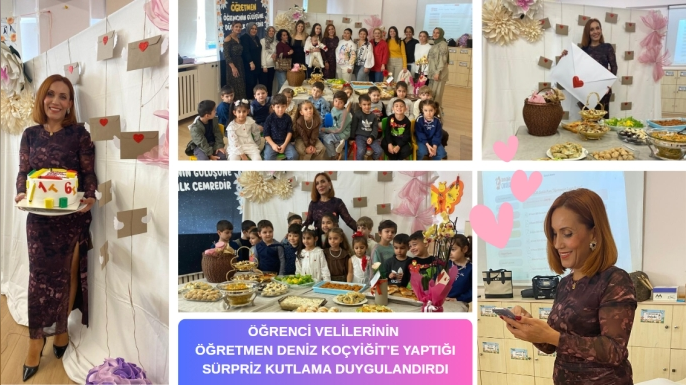 Öğrenci Velilerinin Öğretmen Deniz Koçyiğit’e Yaptığı Sürpriz Kutlama Duygulandırdı