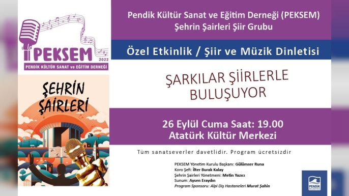 PEKSEM ve Şehrin Şairleri 26 Eylül’de AKM’de