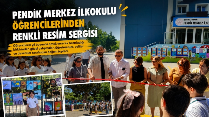 Pendik Merkez İlkokulu Öğrencilerinden Renkli Resim Sergisi