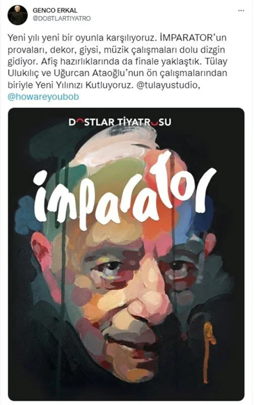 Sosyal medya hesabını aktif olarak kullanan ünlü isimlerden biri olan usta oyuncu Genco Erkal, Twitter üzerinden yeni yıl mesajı paylaştı.